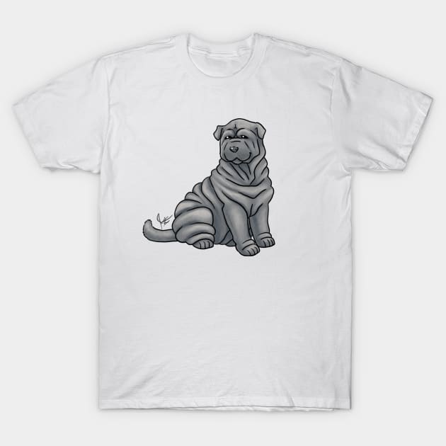 Dog - Chinese Shar-Pei - Gray T-Shirt by Jen's Dogs Custom Gifts and Designs